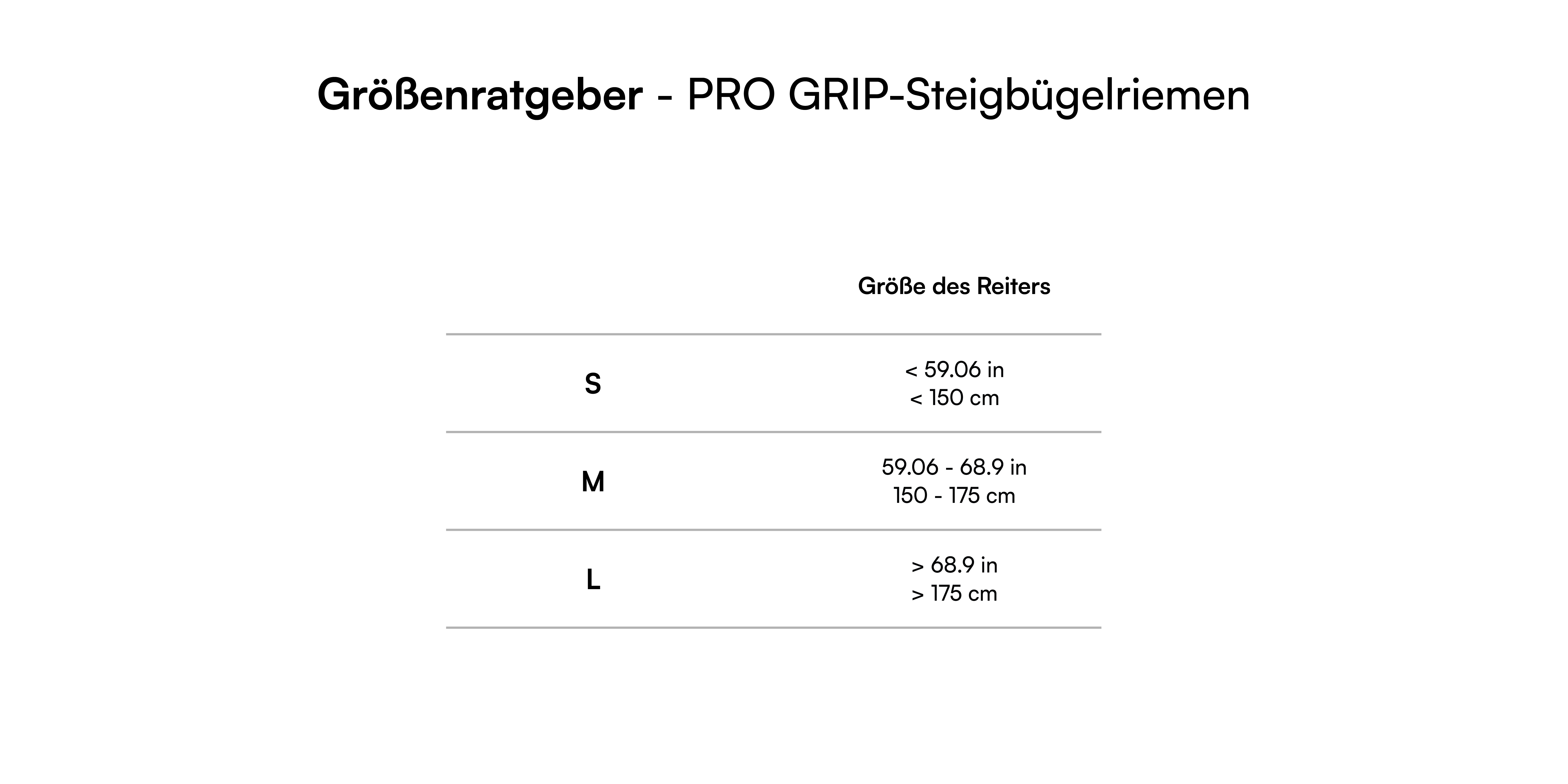 Size guide - PRO GRIP Steigbügelriemen