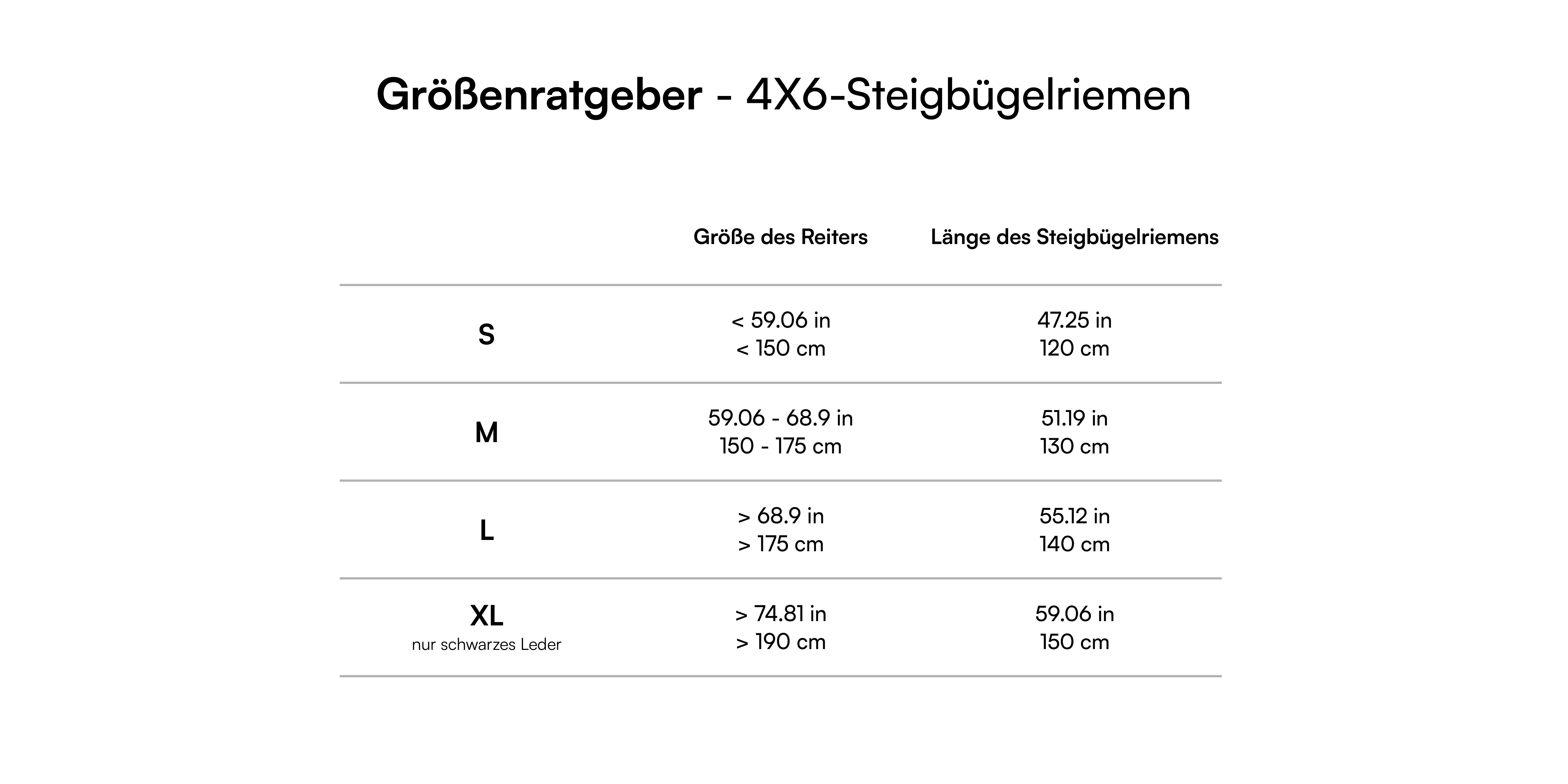 Size guide - 4X6-Steigbügelriemen
